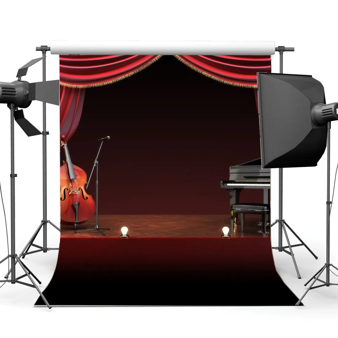 

Graduation Ceremony Backdrop Interior Stage Band Backdrops Piano Guitar Music Shabby Wood Floor Background