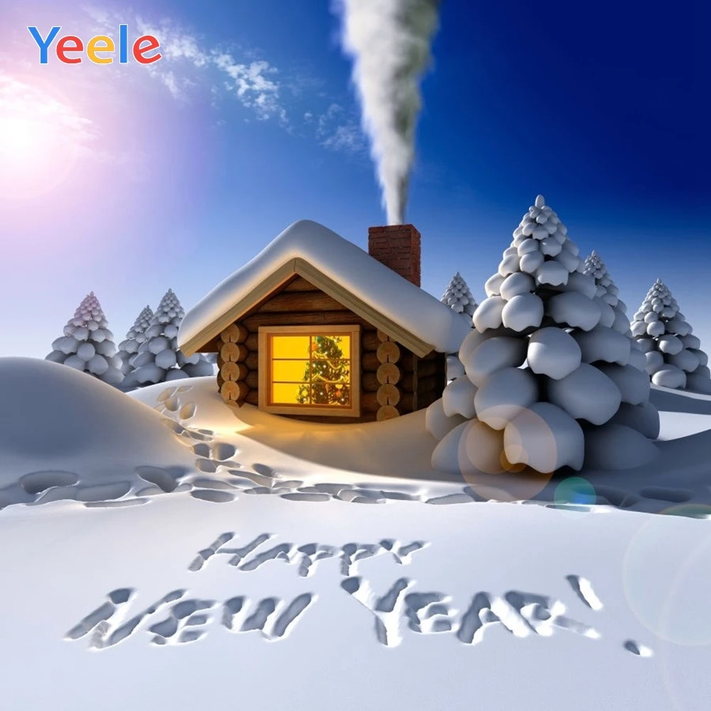

Yeele Snow Photography Backdrops Yew Year Party Decoration Baby Christmas Wood House Photographic Backgrounds For Photo Studio