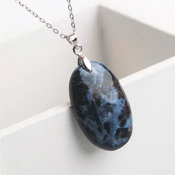 

Woman Men Necklace Fashion Natural Stone Pendant 33x21x6mm Genuine Blue Gemstone Necklace Natural Pietersite Pendant