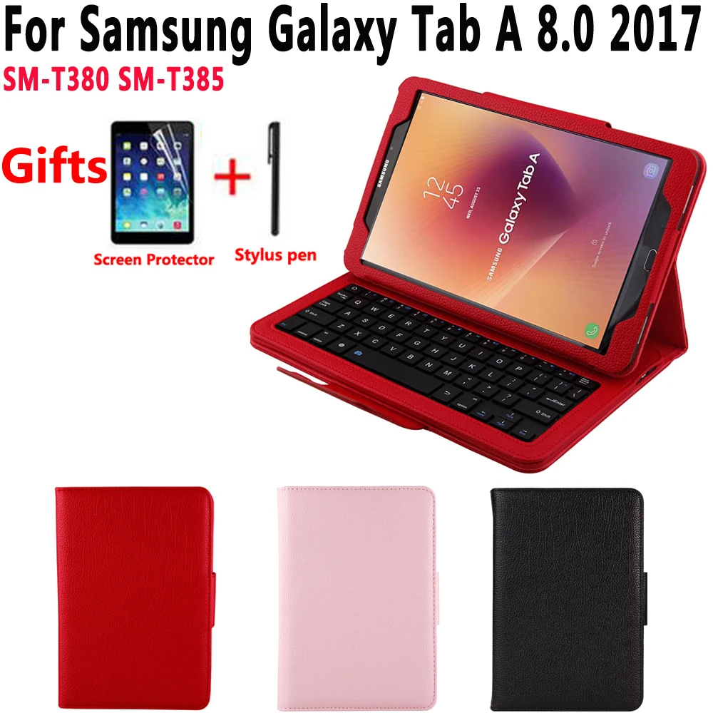 Съемный беспроводной Bluetooth клавиатура кожаный чехол для samsung Galaxy Tab A 8,0 T380 T385 SM-T380 SM-T385 Funda