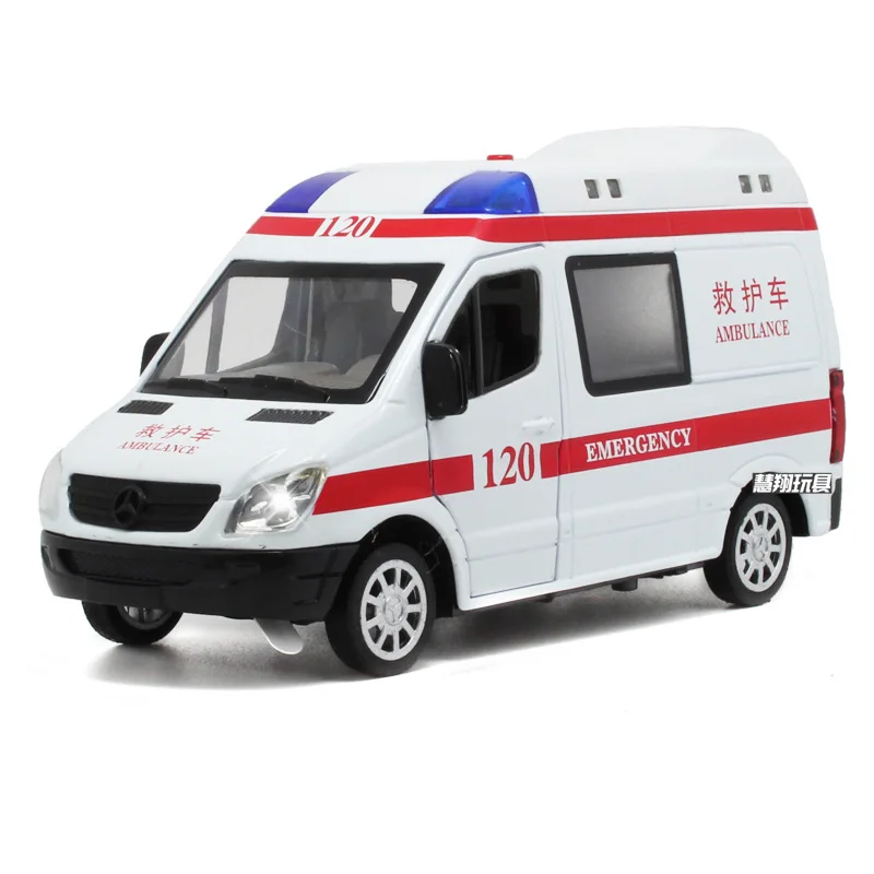 

16.5cm for Mercedes Benz 120 Ambulance Model Toy Car Children's Alloy Pull Back 110 Car Model Super Wheel City Patrol Model Car