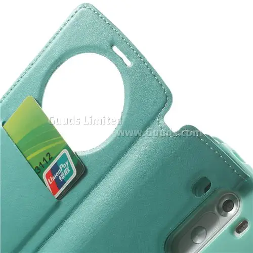 Roar Korea Noble Quick Circle Leather Flip Cover for LG G3 D850 D855 LS990 - Cyan