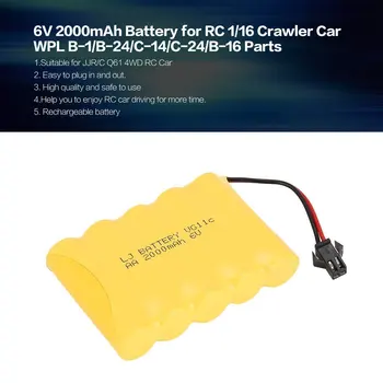 

6V 2000mAh Rechargeable Battery for RC 1/16 Climbing Crawler Car WPL B-1/B-24/C-14/C-24/B-16 Truck Part Spare Part Accessories