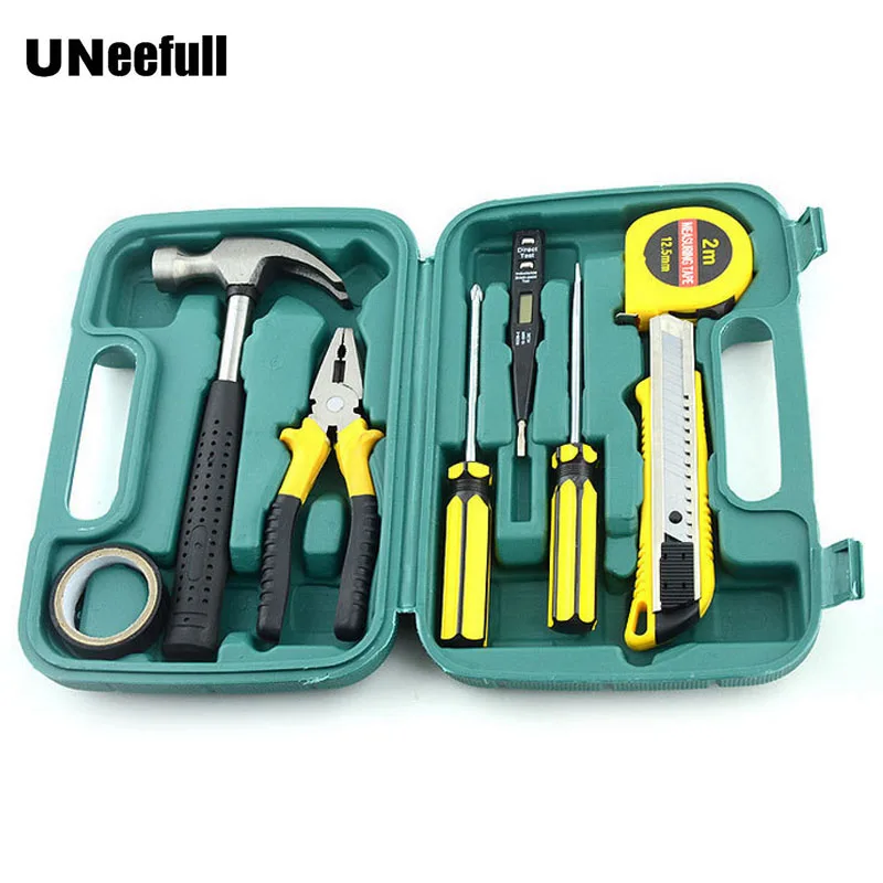 UNeefull 9 шт. бытовой и автомобильной сочетание обслуживания ремонт ручной набор инструментов, плоскогубцы, молоток наборы для дерева