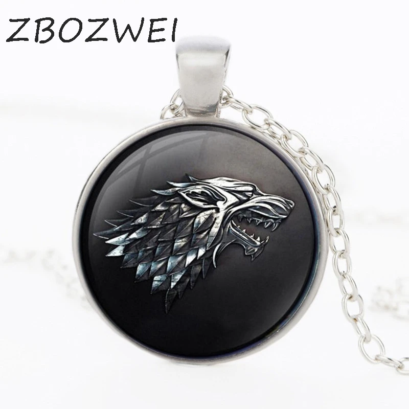 

3/Color Game of Thrones Necklace Pendant of Stark Black Wolf Jewelry Gothic Glasses Pendant Necklace Sweater Chain Gifts