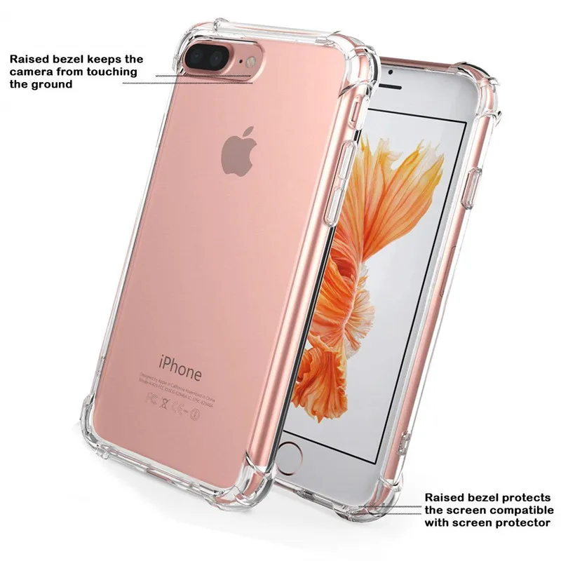 رقيقة جدا واضح شفاف TPU غطاء من السيليكون ل iphone 6 6s 7 8 زائد x حماية المطاط جراب هاتف ل iphone 5 s se XS ماكس حالة