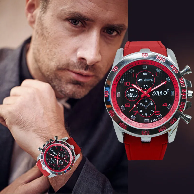 Взрослые мужские спортивные часы relogio masculino горячая распродажа мужские силиконовый кварцевый ремешок часы reloj противоударные электронные наручные часы - Цвет: Red