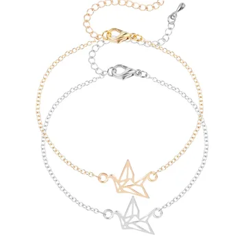 

QIAMNI Wholesale Origami Crane Bracelets & Bangles Bird Charm Gift for Women and Girls