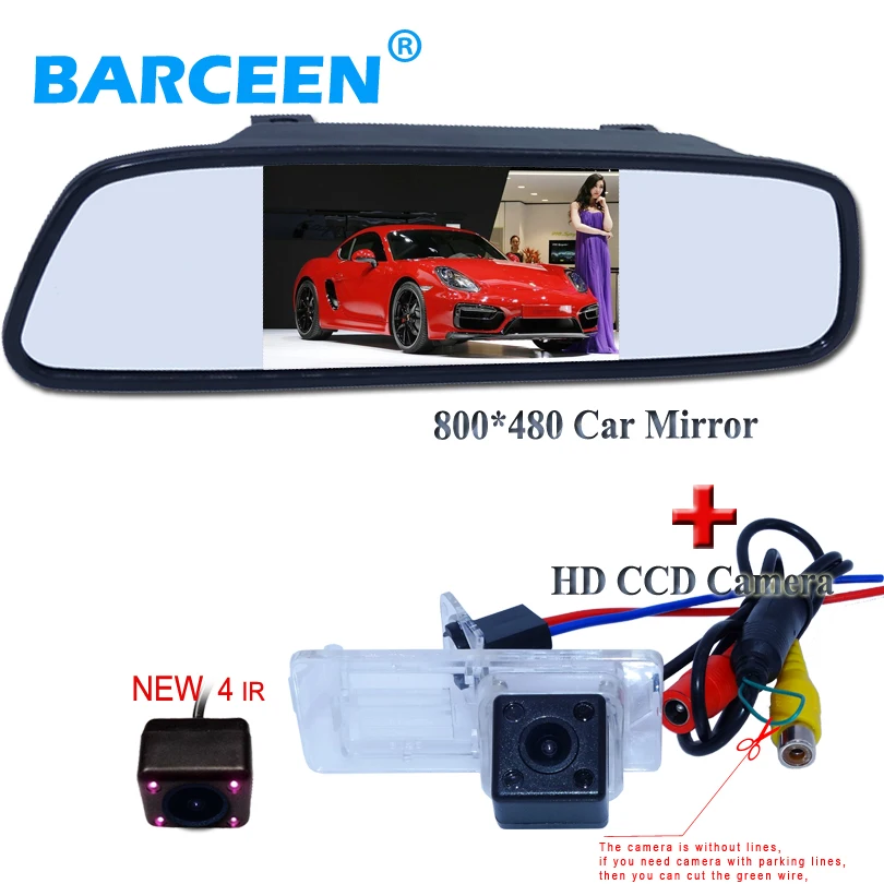 Car reversing font b camera b font bring ir lights car backup mirror 4 3 for