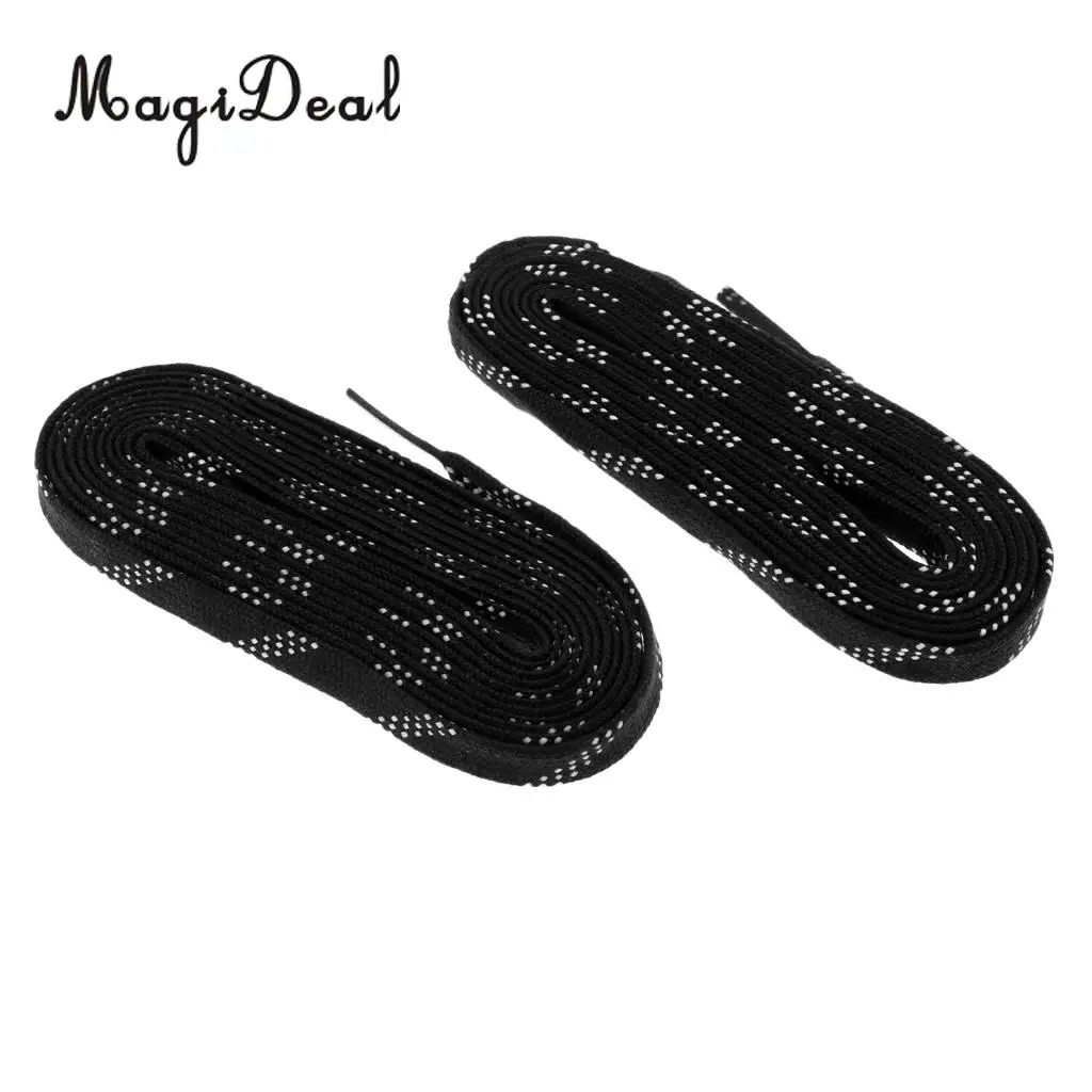MagiDeal 1 Pair Adult Kids Non Skid Premium Sports Ice Hockey Skates Shoe Laces Shoelace 96/108/120 inch Black Shoelaces
