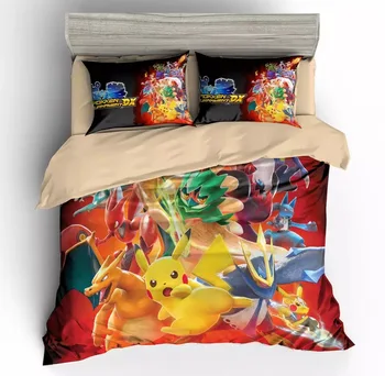 

Pikachu Mario Sony game cartoon children 3 pcs duvet cover sets pillowcase quality bedding set twin/full/queen/king size