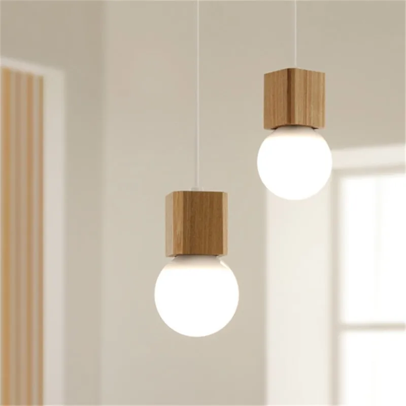 European Wood Pendant Light E27 E26 Wooden Socket Hanging Simple Classical Pendant Light For Home Kid's Room Restaurant Bar (17)