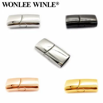 

Wonlee Winle Stainless Steel 12*6mm Magnetic Clasp Oblate Buckle Magnet Hook Jewelry Findings For DIY Men Leather Bracelet