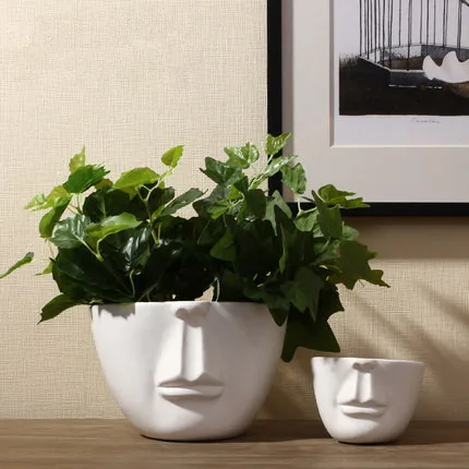 

handmade creative white ceramic human face vase modern minimalist fashion home decorations ornaments bone china abstract vase