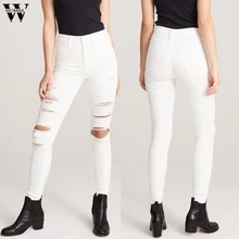 Womail Джинсы женские летние модные пикантные Высокая талия джинсы Повседневное женские Потертая джинсовая ткань, облегающие джинсы-карандаши голубого цвета карман стрейч узкие M522