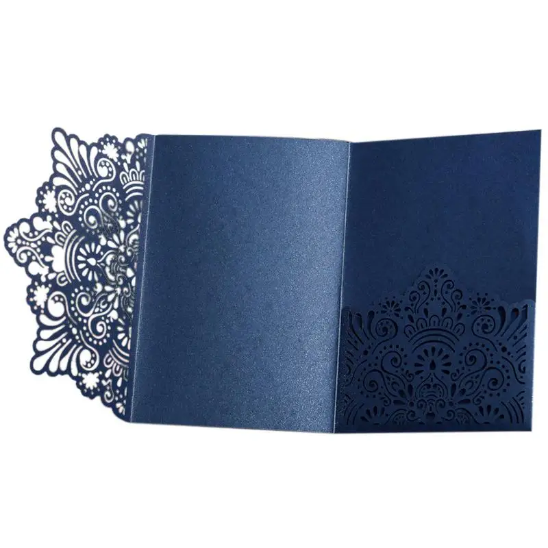  10PCS European Style Lace Wedding Invitations Cards Laser Cut Tri-Fold Business Invitation Cards Pa - 32922389513