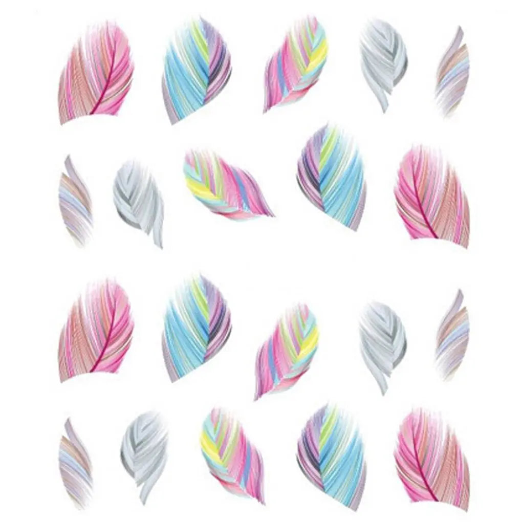 

20PCS/Sheet Feather Nail Art Water Transfer Decal Sticker Nail Decorations