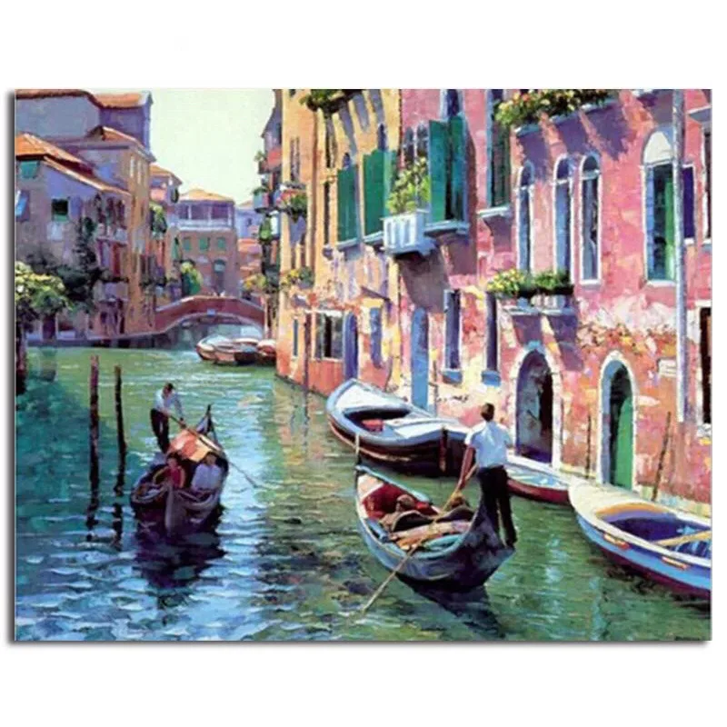 

Frameless Venice Night Landscape DIY Digital Oil Painting By Numbers Europe Abstract Canvas Painting For Living Room Wall Art