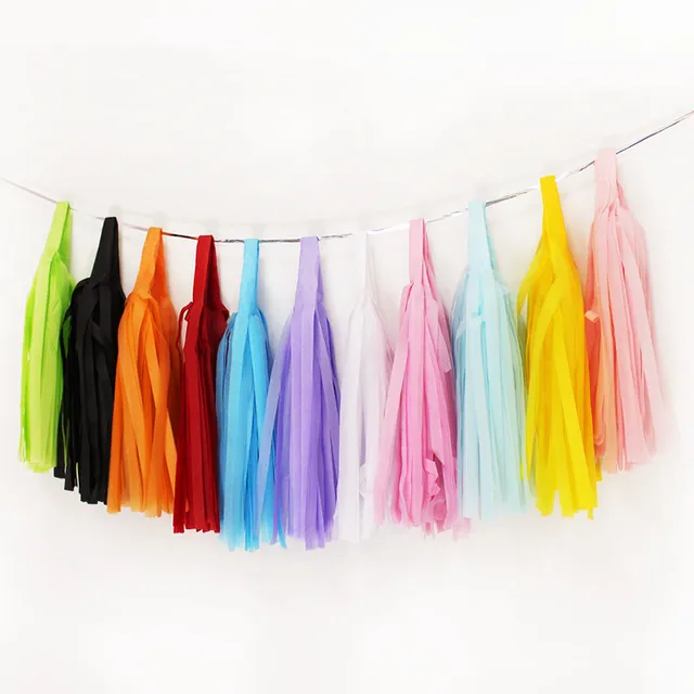 1bag(5pcs) Colorful Rose Gold Tissue Paper Tassels Garland Banner Balloons Ribbon Kids Birthday Party Hen Party Wedding Decor
