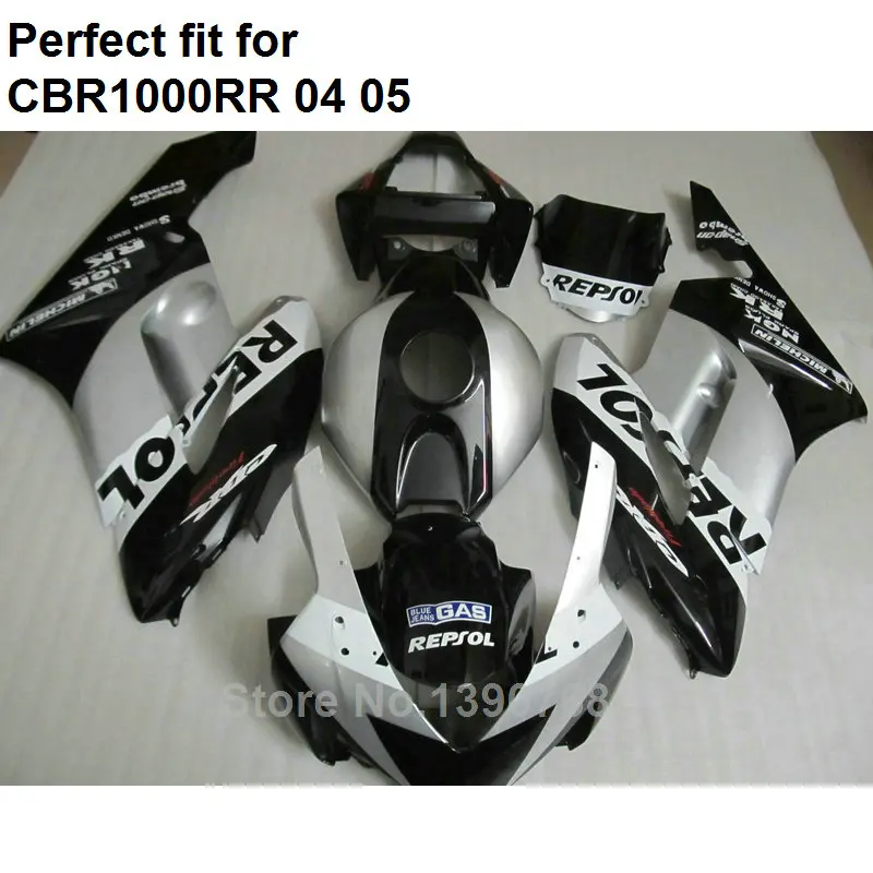 Top sale motorcycle fairing kit for Honda CBR1000RR 2004 2005 silver black fairings CBR 1000RR