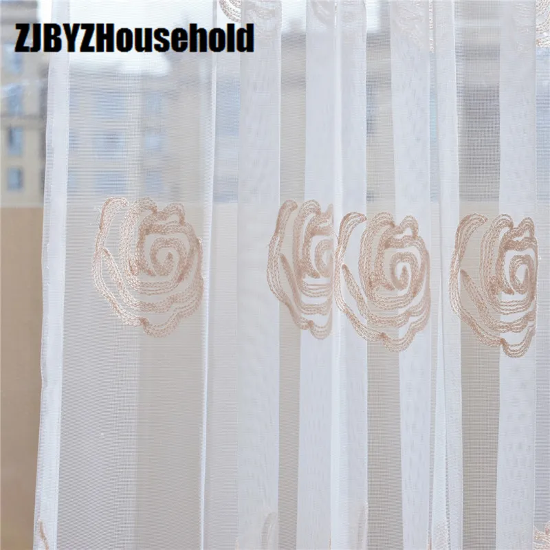 

Modern Simple Screen, Exquisite Small Rose Embroidered Window Screening Tulles for Living Dining Room Bedroom