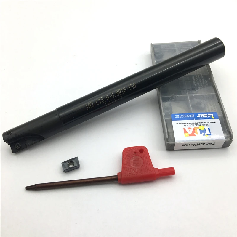 

10PCS APKT1003 PDR IC908 Carbide Insert +1PCS D16 Lathe Milling cutter holder Mill CNC tools Shoulder cutter APKT 1003