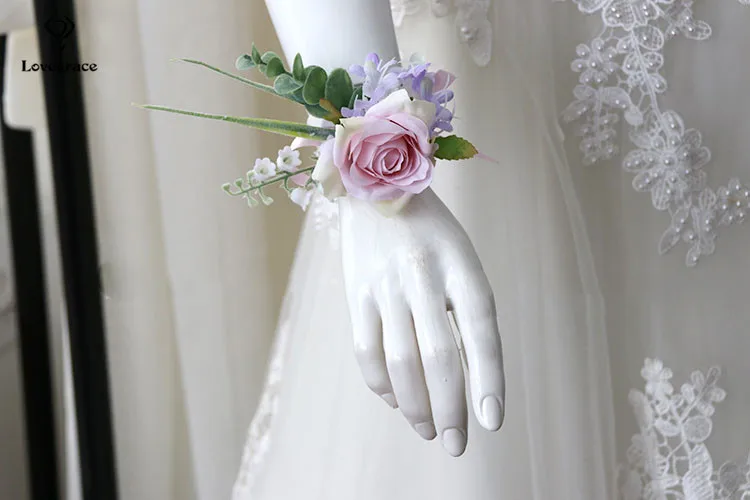 pink wrist corsages bracelet bridal boutonniere wedding flowers  (25)