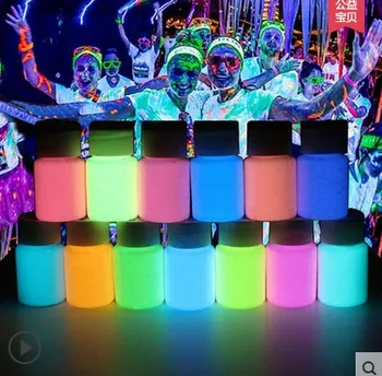 

Mixed 12 colors Luminous Acrylic body paints,12pieces/lot,super bright fluorescent paint,pigment Noctilucent powder,glow in dark