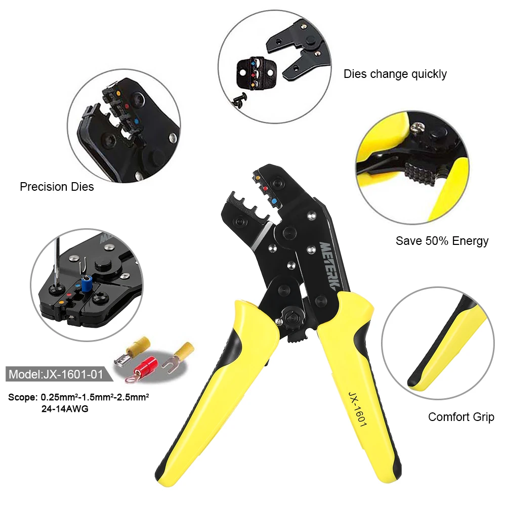 Meterk провода щипцы инженерные храповой терминал обжимные плоскогубцы JX-02C 0,25-мм2 изолированные клеммы Мультитулы провода щипцы