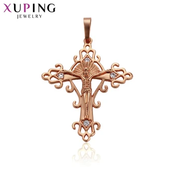 

Xuping Jesus Seris Cross Necklace Pendants Rose Gold Color Fashion Brand Party/Easter Jewelry For Women 33601