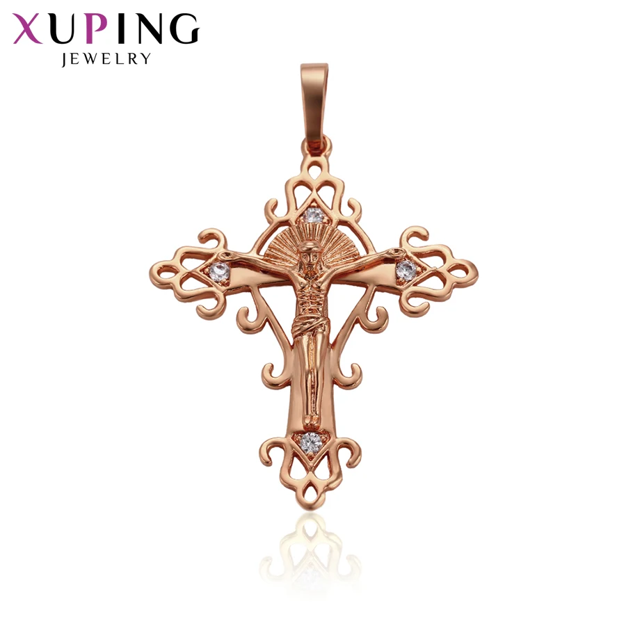 Xuping Jesus Seris крест ожерелье подвески розовое золото цвет модные брендовые