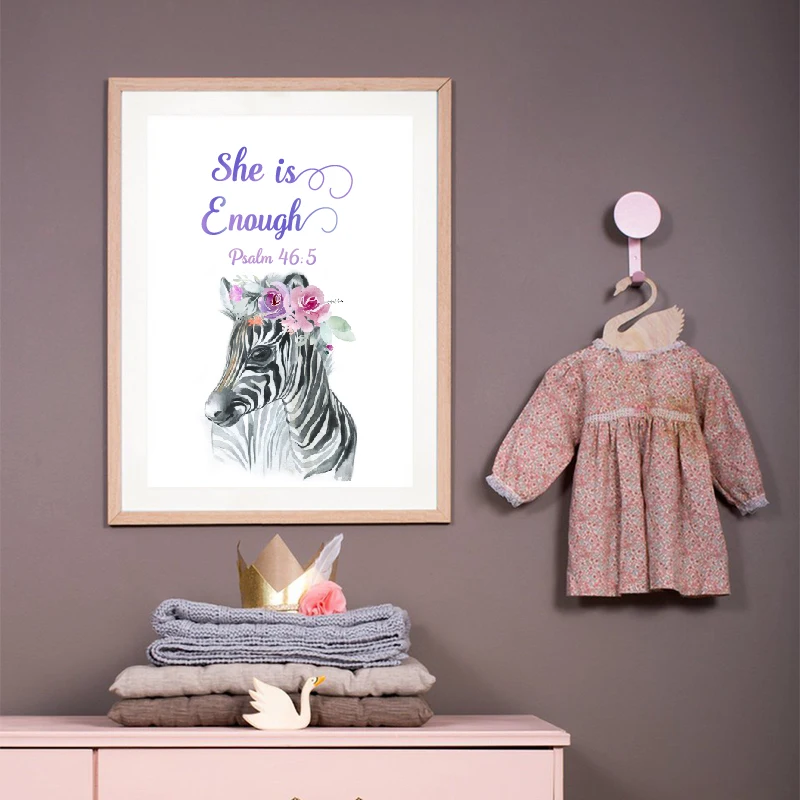 Zebra Watercolor Canvas Painting Kids Room Decor