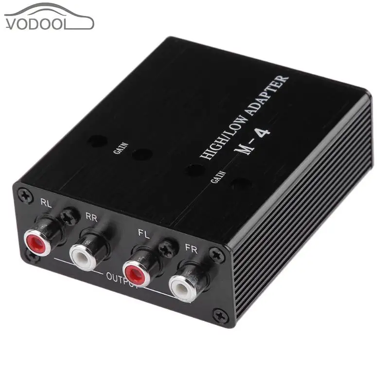

VODOOL Universal 12V Auto Car Stereo RCA Speaker Active Audio High to Low Level Line Output Amplifier Adapter Converter