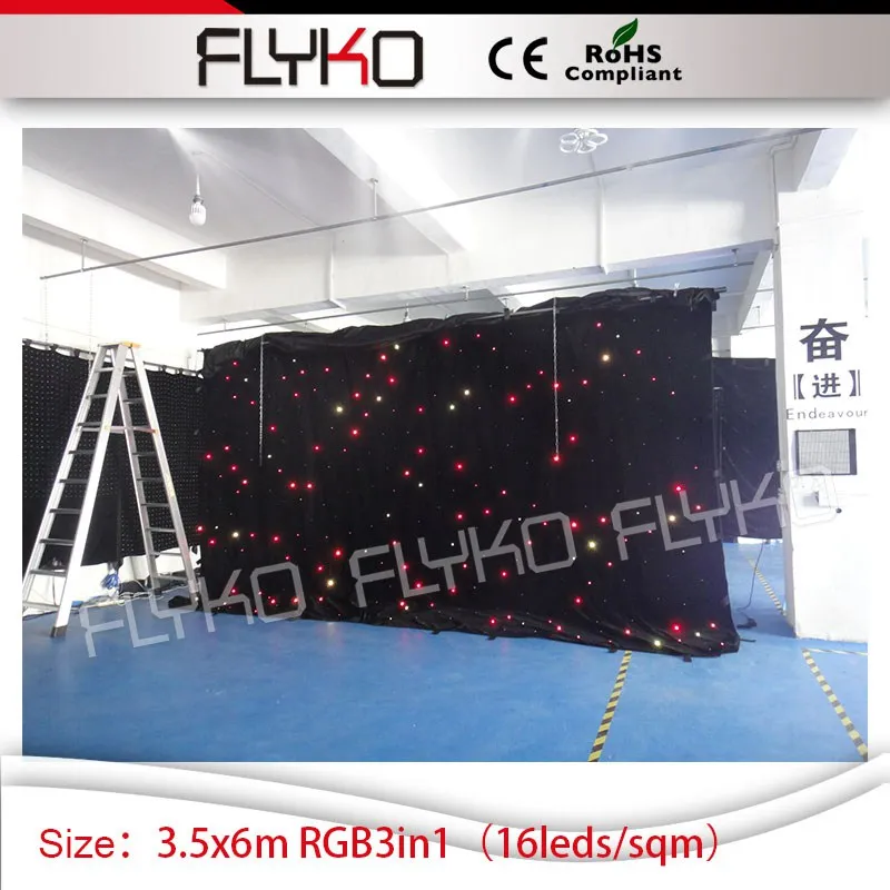 

CE ROHS led star curtain for nightclub stage wedding backdrops led star cloth 3.5m*6m decoration velvet fireproof