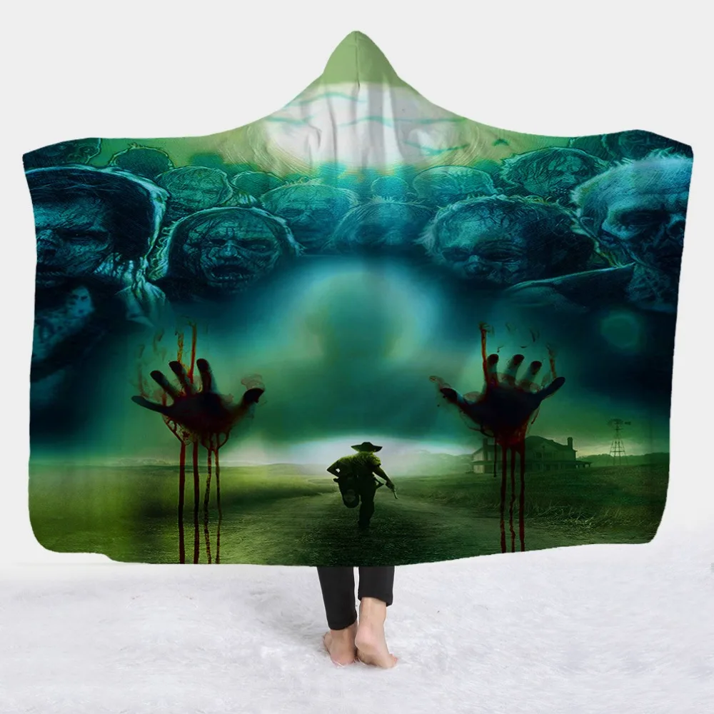Horror Movie Character Hooded Blanket for Adult Gothic Halloween