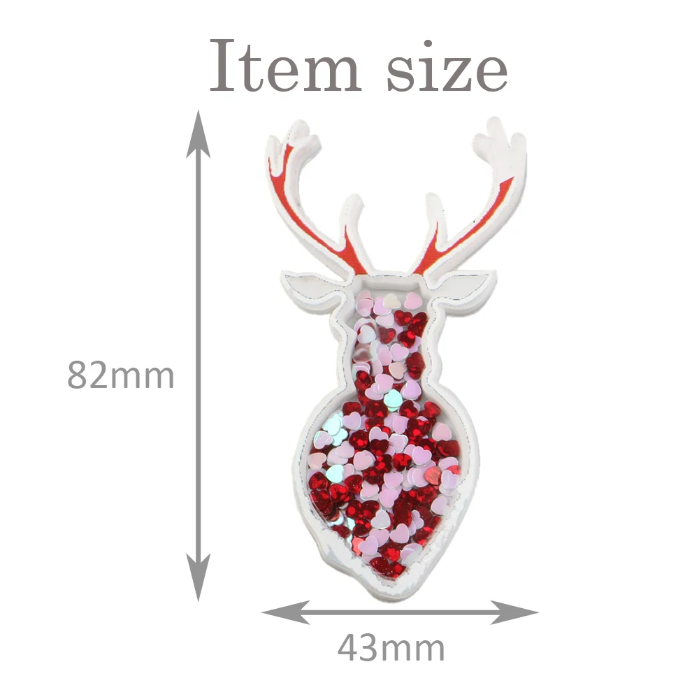 New Christmas Deer Transparent Plastic Resin with Colorful Sequins DIY Make Hair Clip Accessories Craft Handmade Decor,5Yc6894 - Цвет: 43x82mm