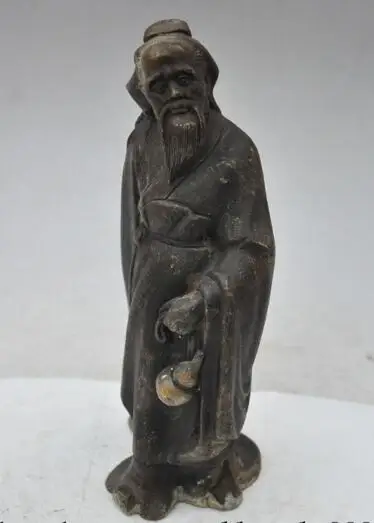 

S06083 9"chinese bronze Taoism Founder Philosopher Historian Laozi Lao Tzu Gourd statue