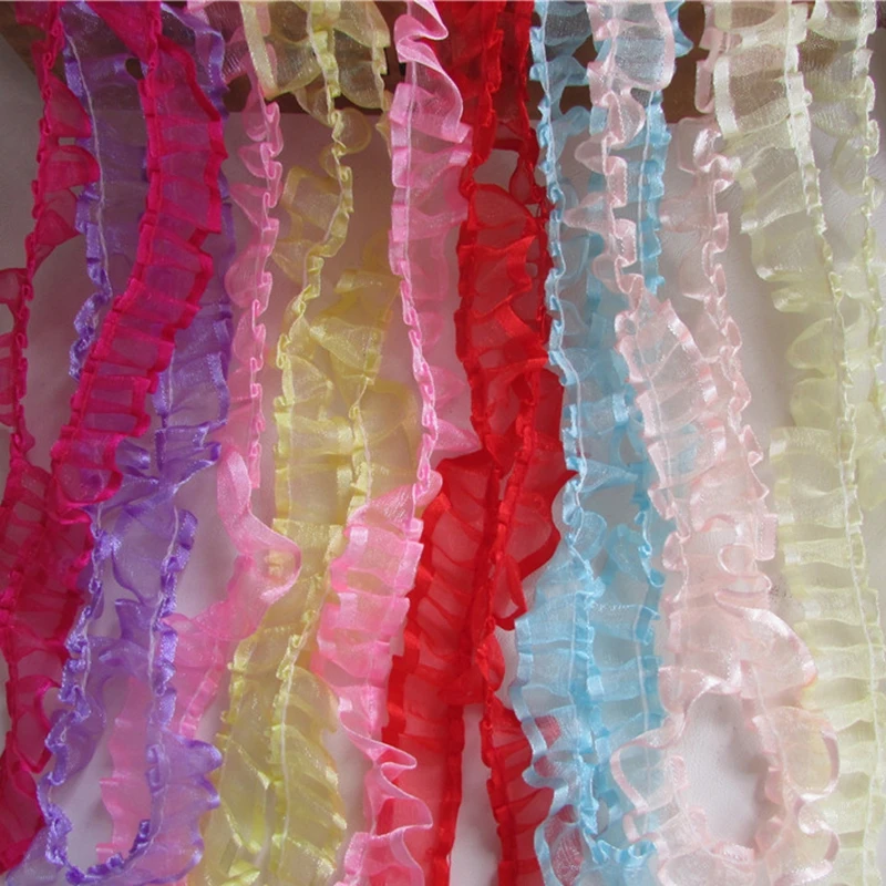 Buy 20mm 50m/lot Pink Lace organza ribbons gift