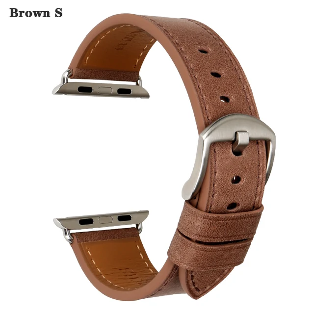 High Quality Leather Strap For Apple Watch Band 45mm 41mm 42mm 38mm 44mm 40mm Series 7 6 SE 5 4 3 iWatch Watchband Brown S