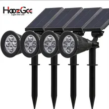 HoozGee солнечное освещение открытый газон сад прожектор 4 светодиодный регулируемый безопасности Наводнение стены освещение пейзаж лампа водонепроницаемый