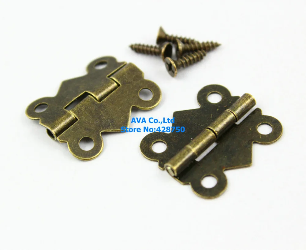 40 Pieces Antique Brass Jewelry Box Hinge Small Butterfly Hinge 20x17mm