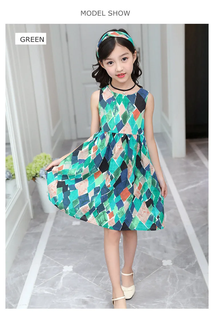 3-12 y fashion dress for girls summer 2019 girl dresses sleeveless sundress teenager 10 12 years old kids clothes On Sales (1)