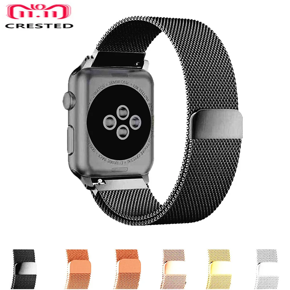 

CRESTED Milanese Loop For Apple Watch Band 42mm/38mm correa iwatch Strap Series 3/2/1 Stainless Steel Wristband Bracelet Belt