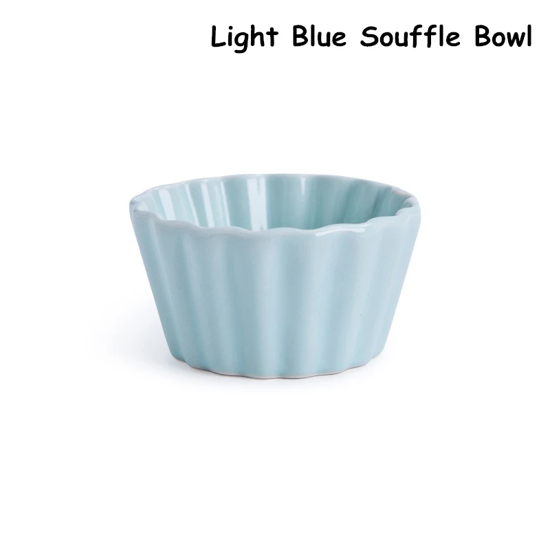 Light blue souffle Набор столовых приборов, керамическая миска, Сервировочная тарелка, Talheres, поднос для еды, двойное ухо, прямоугольная форма для выпечки, запеченное блюдо для сыра, тарелка для пасты, комал, 1 шт - Цвет: Light blue souffle
