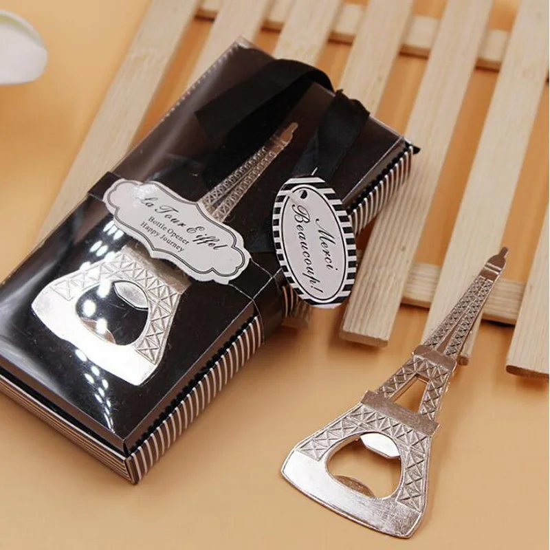 

(12pcs/lot)FREE SHIPPING+"La Tour Eiffel" Romantic Paris Themed Wedding Favors Chrome Bottle Opener Party Supplies Beer Openers