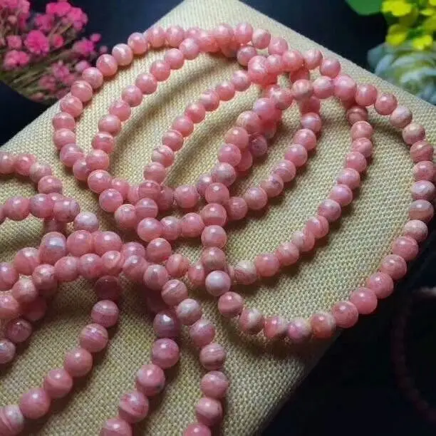 Natural Rhodochrosite Round Beads Bracelet 6.5-5.5mm AAA | Украшения и аксессуары