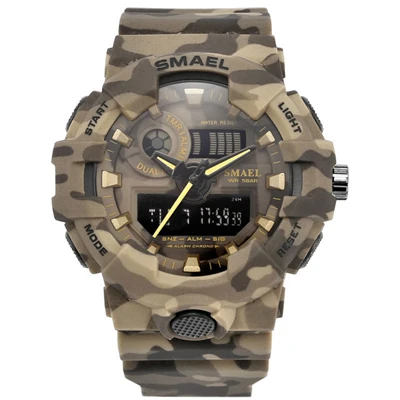 Бренд мужские военные часы светодиодный цифровой-часы G стиль часы водонепроницаемые спортивные S Shock часы для мужчин relojes hombre - Цвет: camouflage khaki