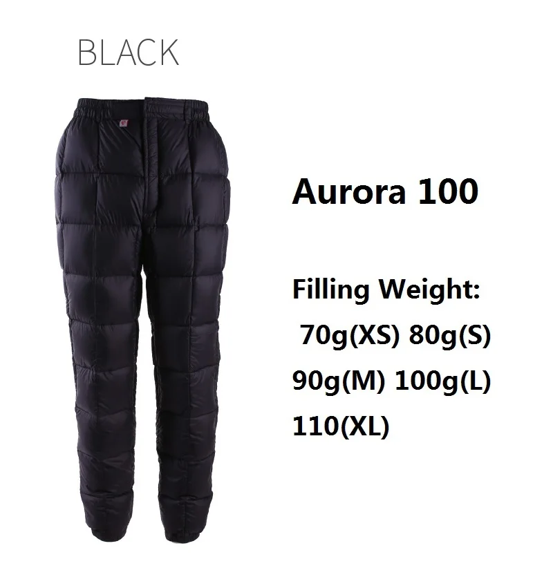 Черный лед для мужчин/женщин Upgrade17 Аврора 100 г/200 г водонепроницаемый гусиный пух ватные брюки фитнес уличная спортивная одежда - Цвет: Aurora 100-Black