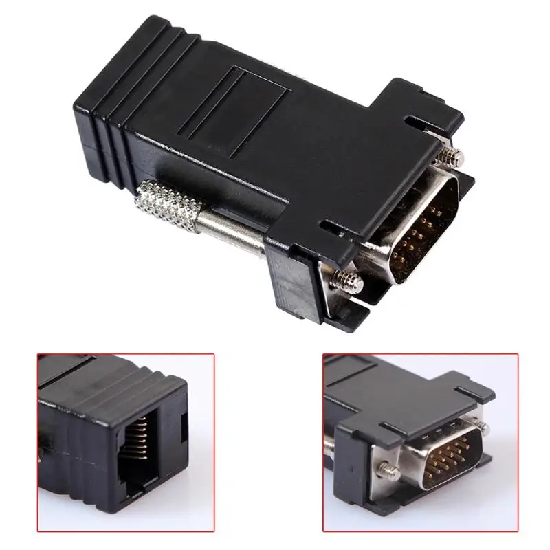VGA соединитель расширителя штекер Женский/штекер к локальной сети Cat5 Cat5e/6 RJ45 Ethernet