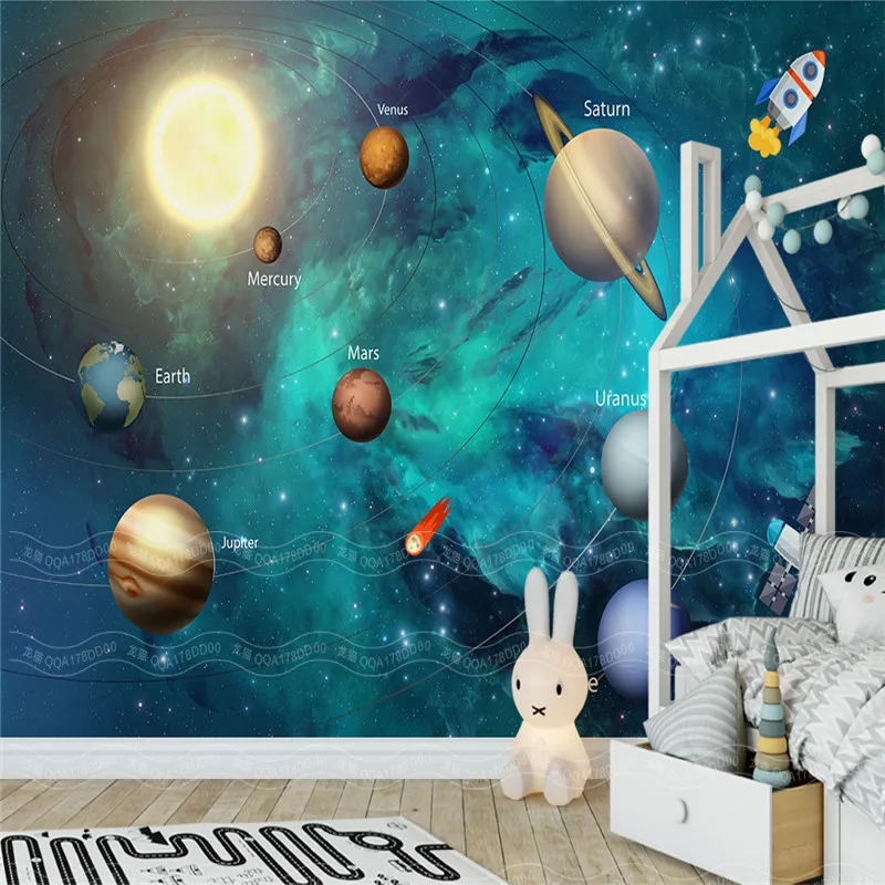 Custom Large 3D Murals Space Universe Wallpapers for Children's Room Starry Sky Planet Wall Papers Stereoscopic Home Decor |